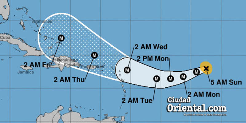 Este era el pronóstico del CNH sobre Irma a las 5.00 am del domingo tres de septiembre de 2017