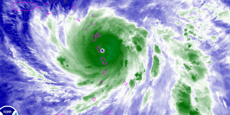 Posición del huracpan maría alas 8.00 Pm del lunes 18 de Septiembre 2017