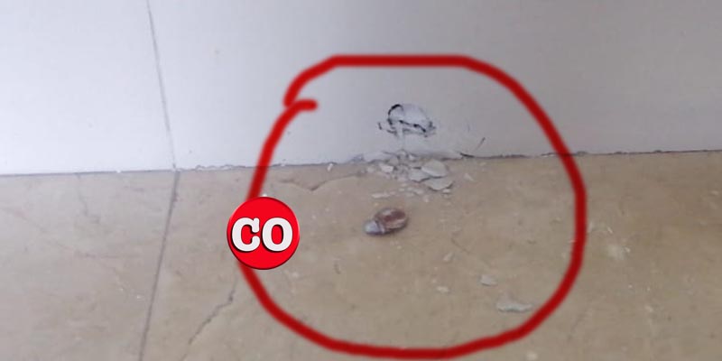 Proyectil en el lugar donde impactó finalmente