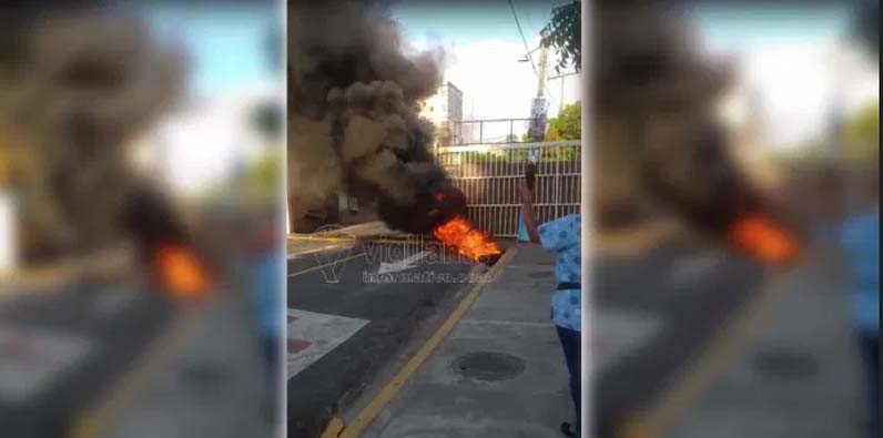 Desconocidos incendiaron neumáticos.