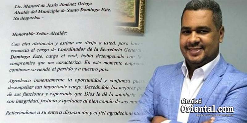 Erick Guzmán y su carta de renuncia depositada el dia uno de septiembre del 2020