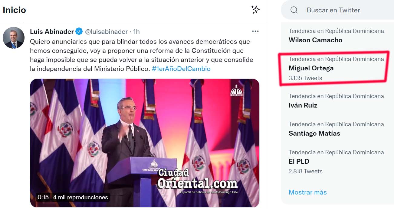 Miguel Ortega es tendencia en Twitter, por encima del presidente Luis Abinader
