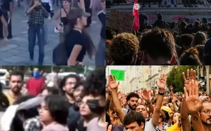 Protestas juveniles en India, España, Francia e Italia por el alto costo de vida, la educación y la falta de oportunidades.